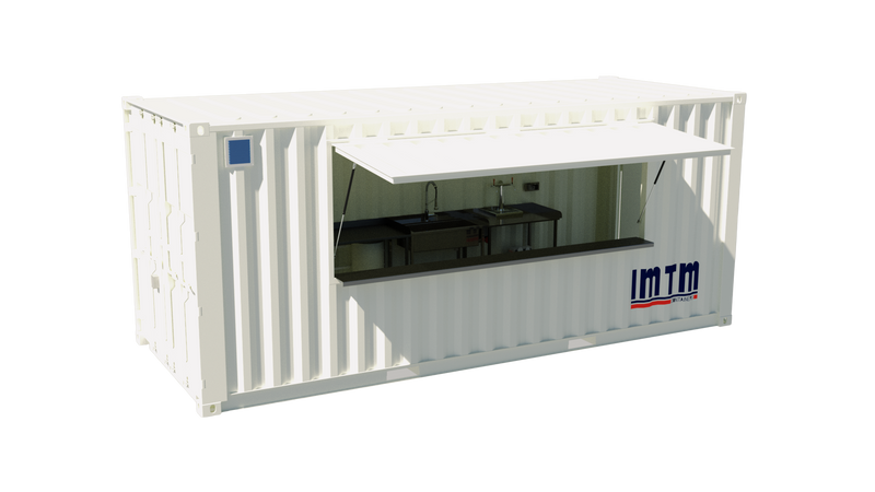 Maquette 3D d'un container transformé en Snack bar par IMTM