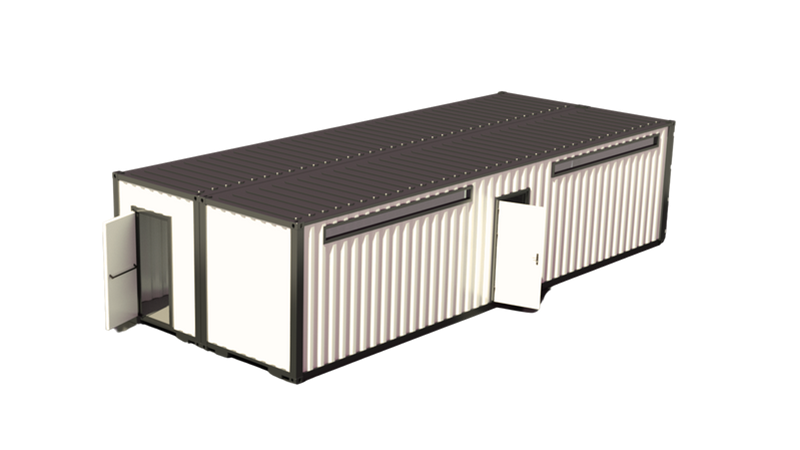Maquette 3D d'un container transformé en vestiaire par IMTM.